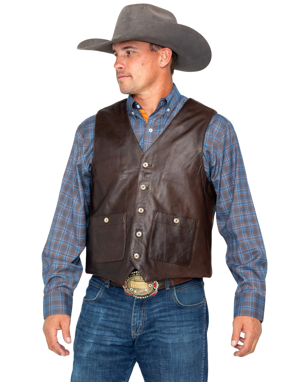 Brown Large Button Pocket Vest F58413