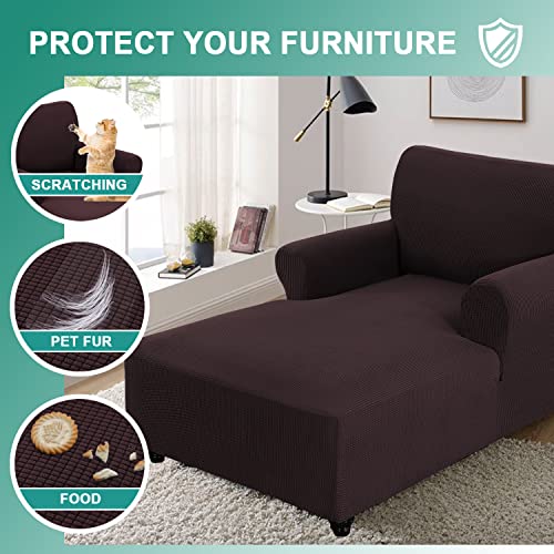 D-Copper Green Stretch Jacquard Chaise Lounge Slipcover T284348