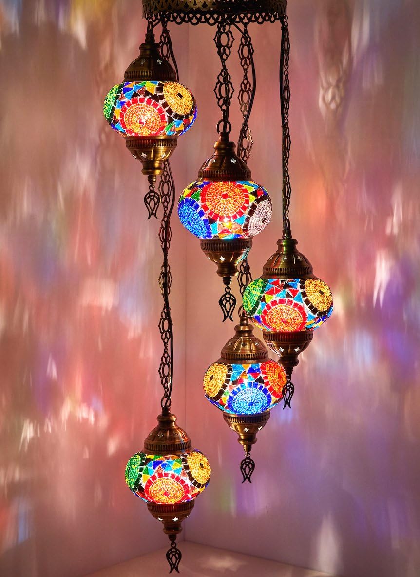 5 Globes Mosaic Ceiling Hanging Pendant Light Fixture X323552
