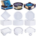 18 Pcs Silicone Coaster Molds with Round Square Octagon Shape Holder Molds V850
