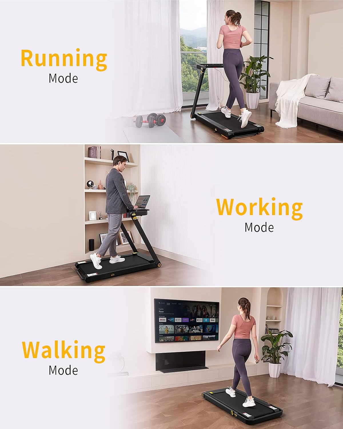 3 in 1 Folding Treadmill with Removable Desk and LCD Display X69059