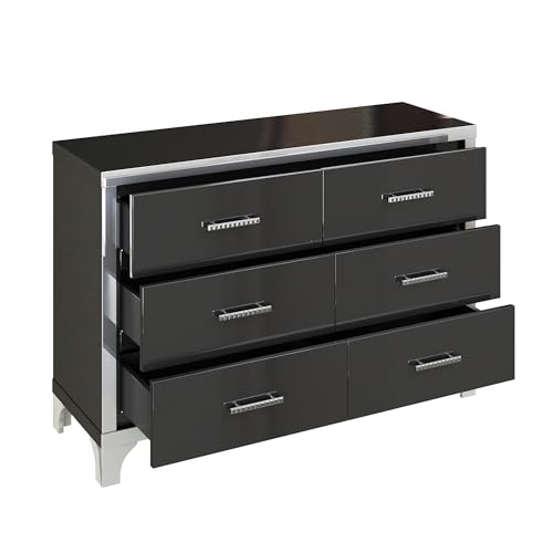 6-Drawer High Gloss Black Dresser W280