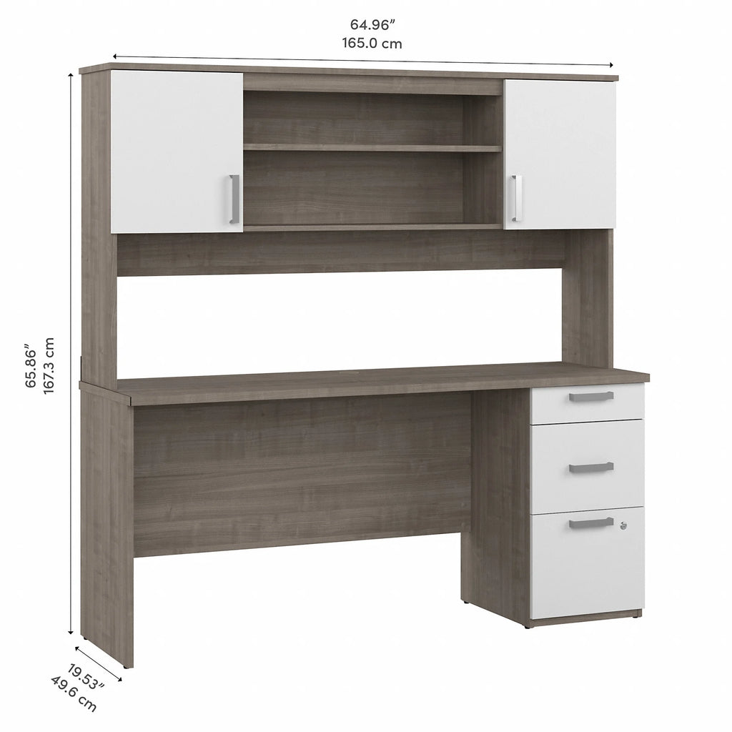 Silver Maple White Engineered Wood Computer Desk with Hutch B1156