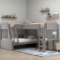 Gray Twin over Full Upholstered Bunk Bed with Desk Y82393