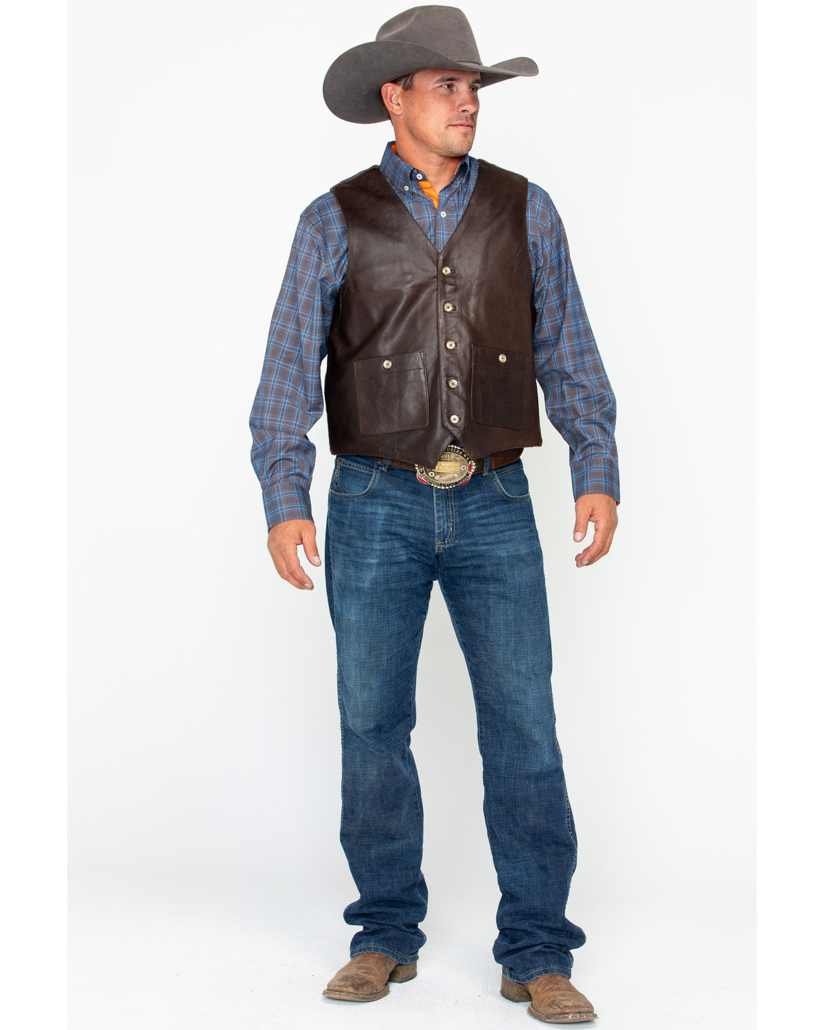 Brown Large Button Pocket Vest F58413
