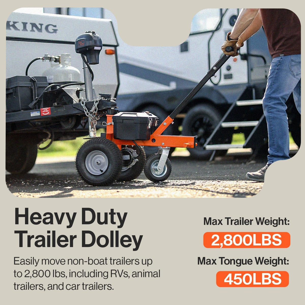 2800LBS Max Trailer Weight Electric Trailer Dolly with 2" Ball Mount D6798