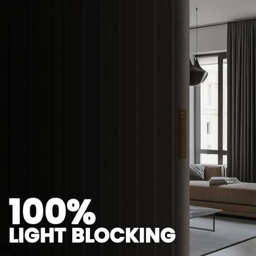 Grey W100 x L84 1 Pack Blackout Accordion Room Divider Curtains with Ceiling Track A666091