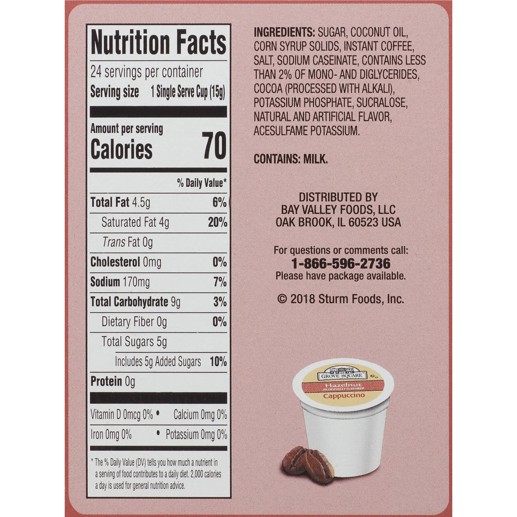 Hazelnut Cappuccino Coffee Pods, 24 Count E300