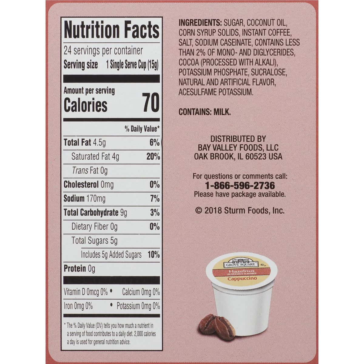 Hazelnut Cappuccino Coffee Pods, 24 Count E300