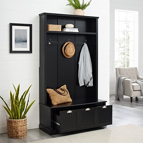 White Hall Tree with Storage Drawer J915
