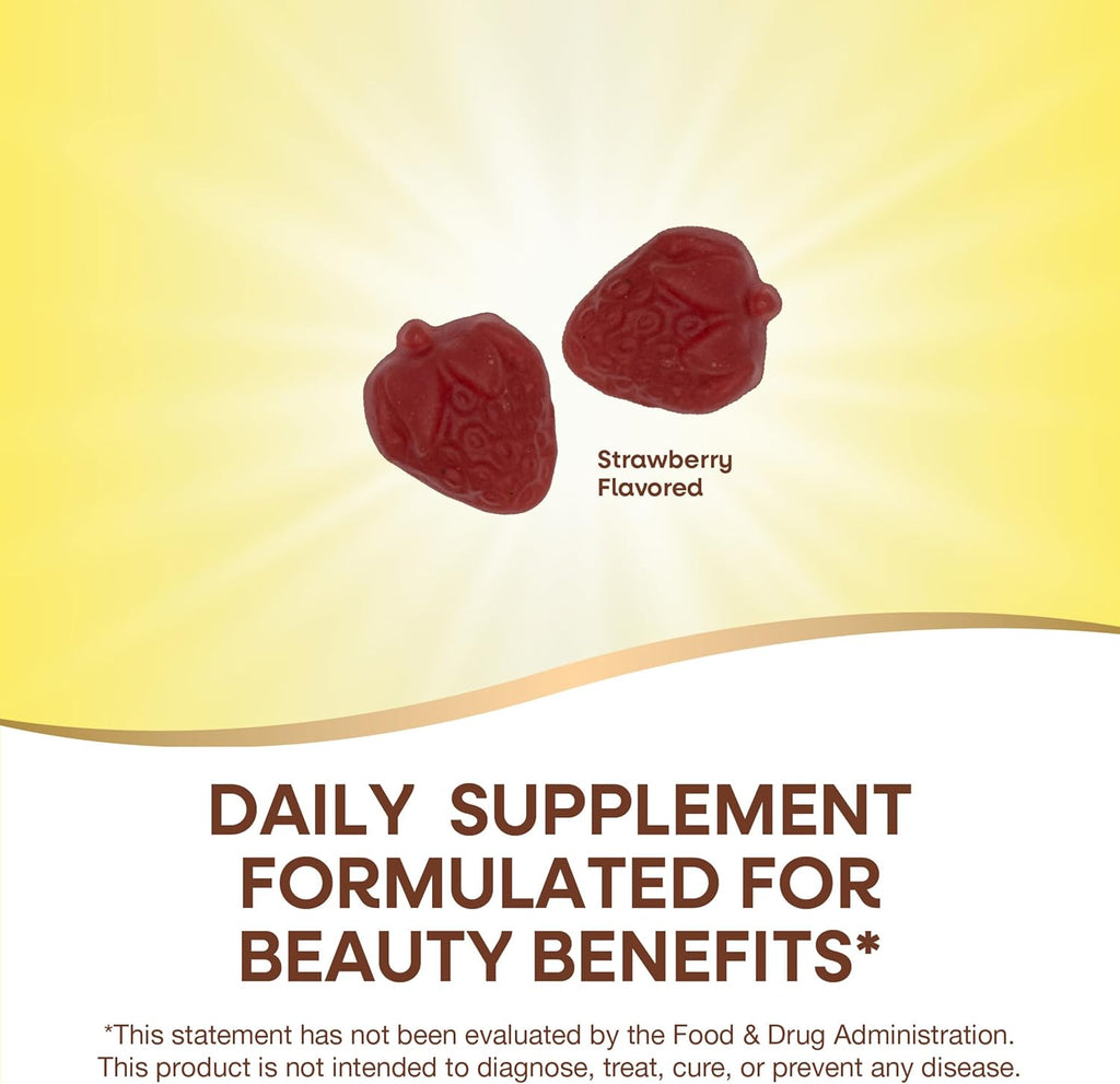 Strawberry Flavored Hair Skin & Nails Gummies, 60 Gummies X761