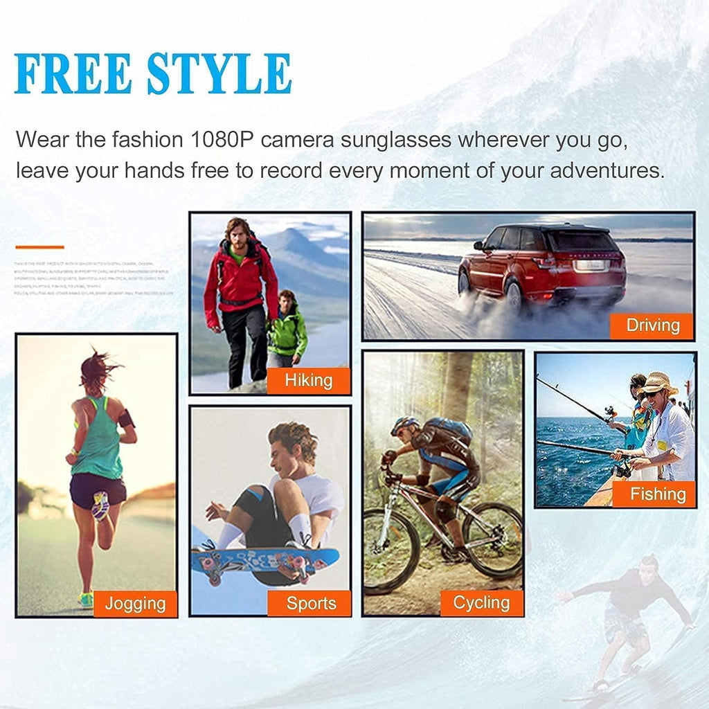 Bluetooth Sunglasses Camera Full HD 1080P Video Sunglasses Sports Action Camera with Polarized UV Protection Safety Lenses G895