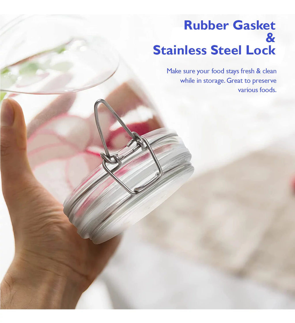 34oz Glass Jars with Airtight Lids, Wide Mouth Mason Jars, 4 Pack D5946