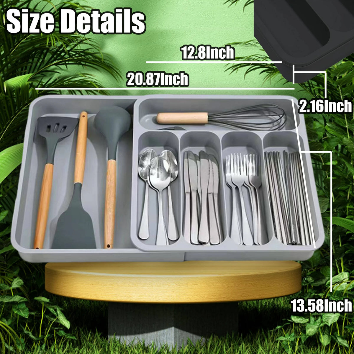 Black Expandable Plastic Silverware Drawer Organizer G850