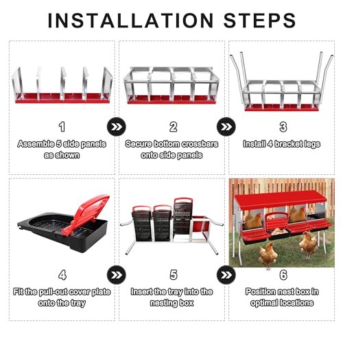 4 Compartment Heavy Duty Chicken Nesting Boxes with Perch O8754