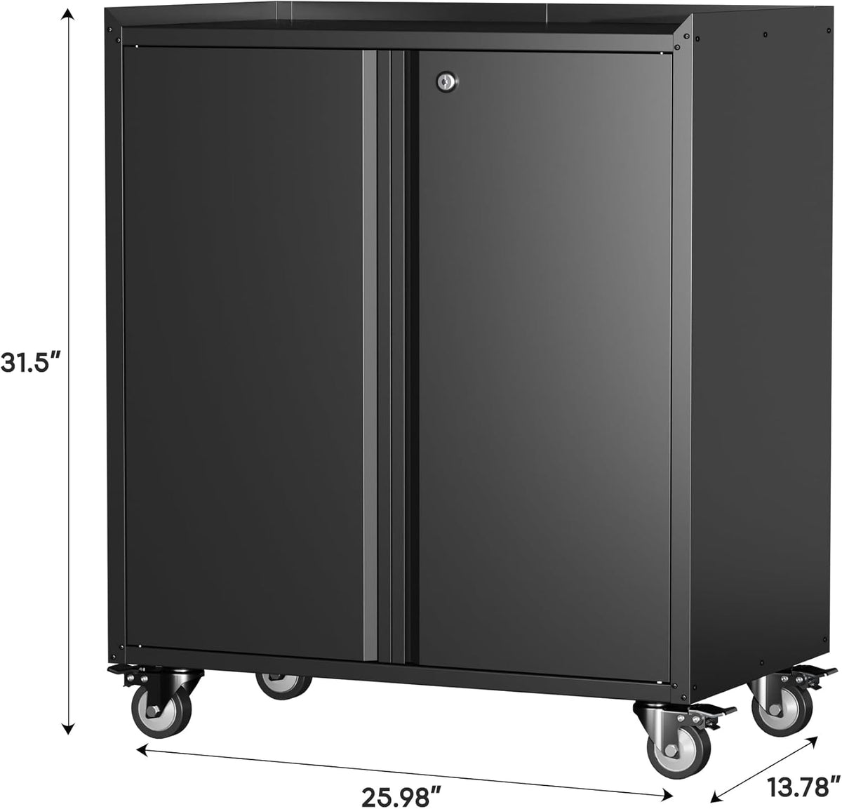 Black Metal Storage Cabinet on Wheels with Adjustable Shelves D703