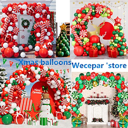 Christmas Balloon Garland Arch Kit with Green Red White Candy Balloons J1690