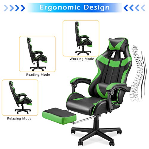 White Gaming Chair with Footrest Z578905