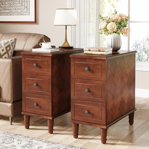 Brown 3 Drawer Narrow End Table U384