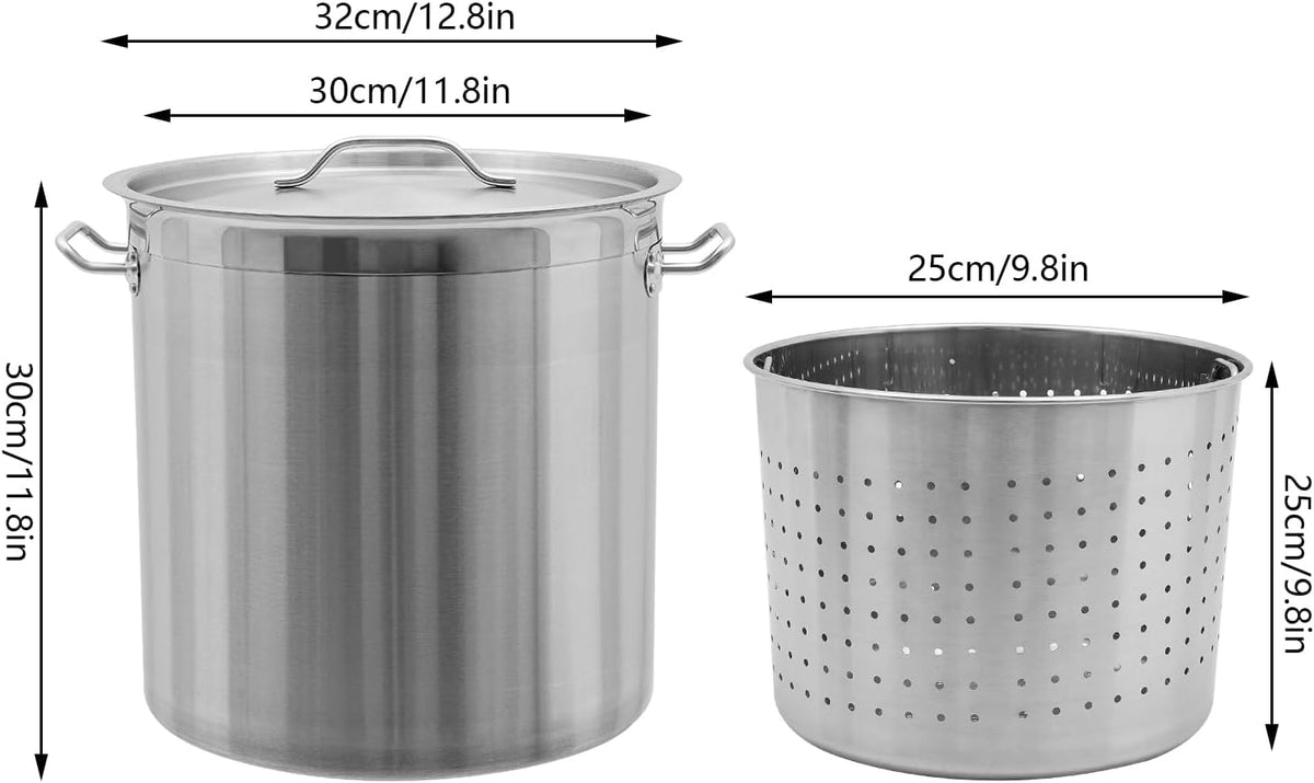 36 QT Stainless Steel Stock Pot with Handle and Strainer I9082