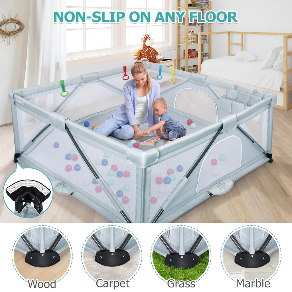 Foldable Large Play Pen with 2 Storage Bags 50 Balls (71" × 59") Y3130