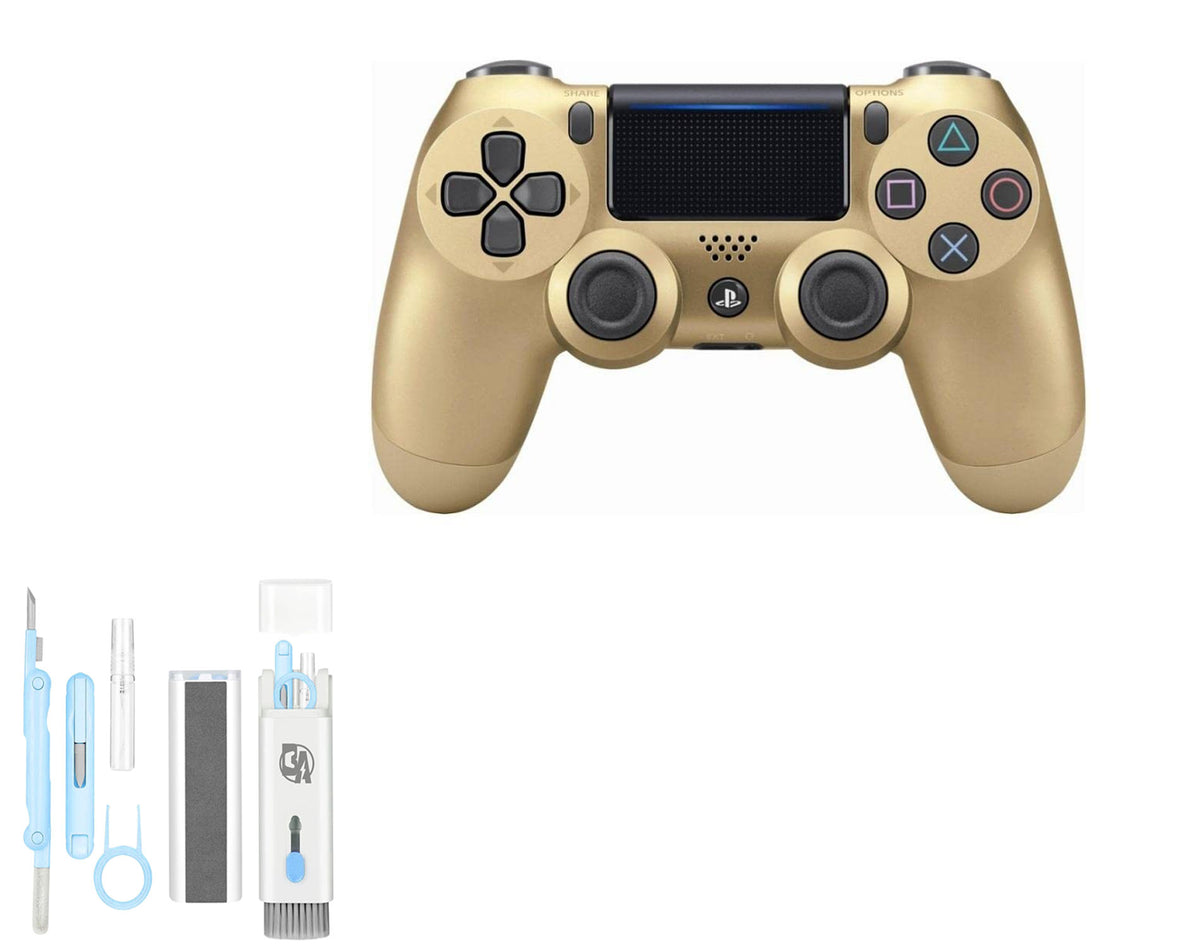 Gold Gaming Controller PS4 Console With Cleaning Kit Bundle B634