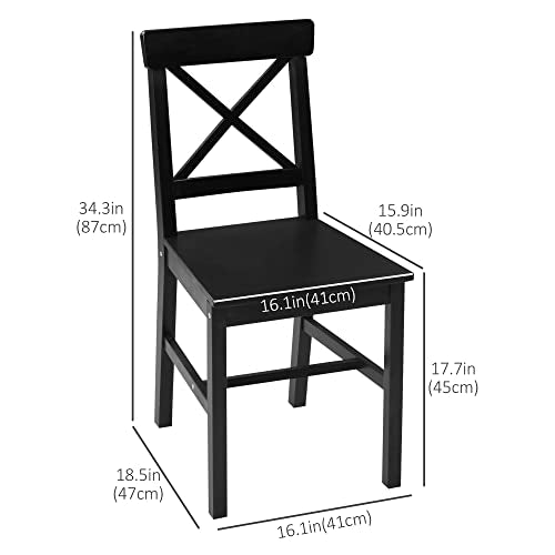 Black Wooden Cross Back Dining Chairs Set of 2 G2192