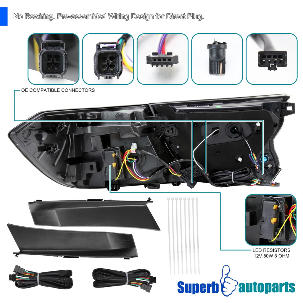 Glossy Black Smoked Lens LED Tail Lights with Sequential Signal T952