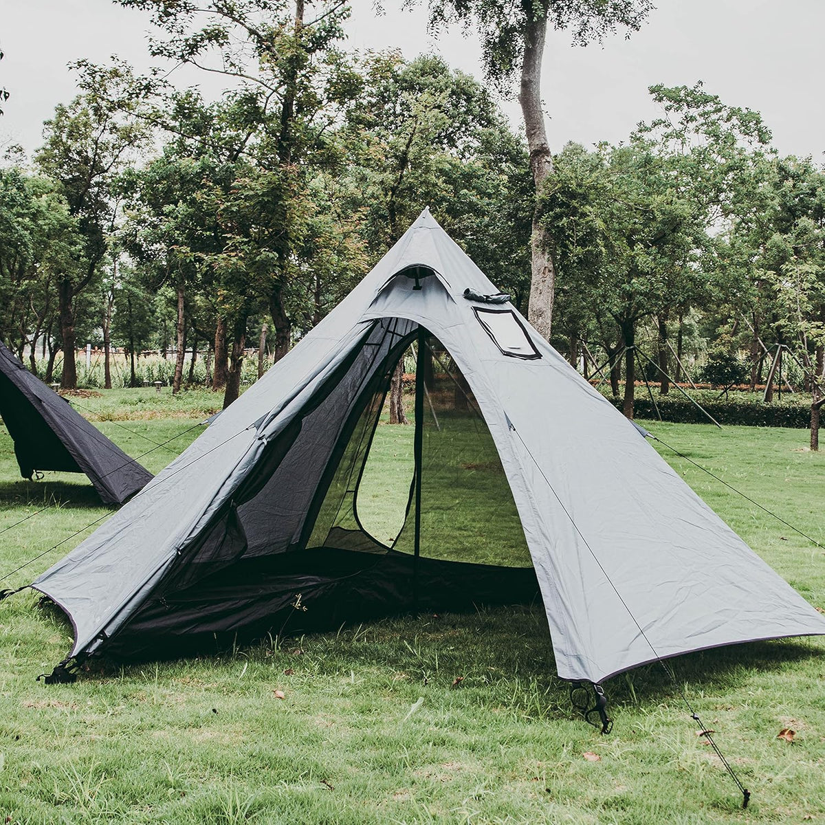 Tipi Tent with Wood Stove Jack, Double Door, Removable Mesh Inner Tent T1884