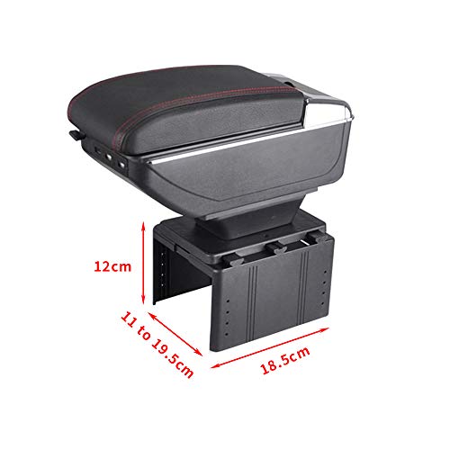 Black Car Center Console Armrest Box Storage Organizer with Cup Holder & Ashtray & 7 USB Ports F82312