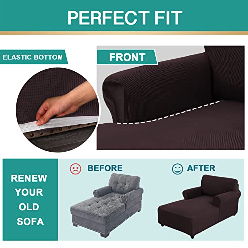 D-Copper Green Stretch Jacquard Chaise Lounge Slipcover T284348