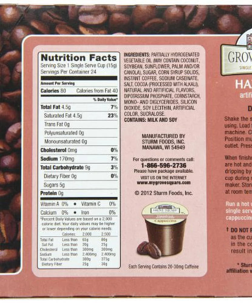 Hazelnut Cappuccino Coffee Pods, 24 Count E300