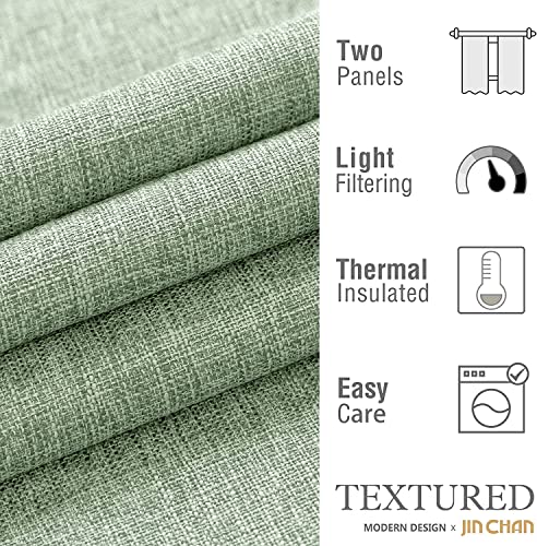 Sage Green Faux Linen Curtains 84 Inches Long Set of 2 Panels D696