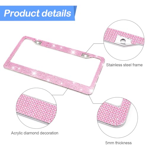 2 Hole Stainless Steel Crystal Diamond License Plate Frame A451898