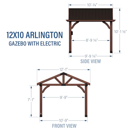 16 ft. x 12 ft. Cedar Wood Gazebo with Thermal Insulated Steel Roof T3930