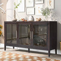 Black Glass Door Sideboard Cabinet with Adjustable Shelf B75823