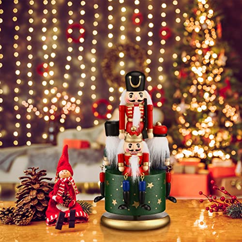 Nutcracker Music Box Wooden Nutcracker Soldier Toy Handmade Nutcracker Figures Christmas Nutcrackers Soldiers Wind up Musical Box Clockwork Christmas Music Box X6870