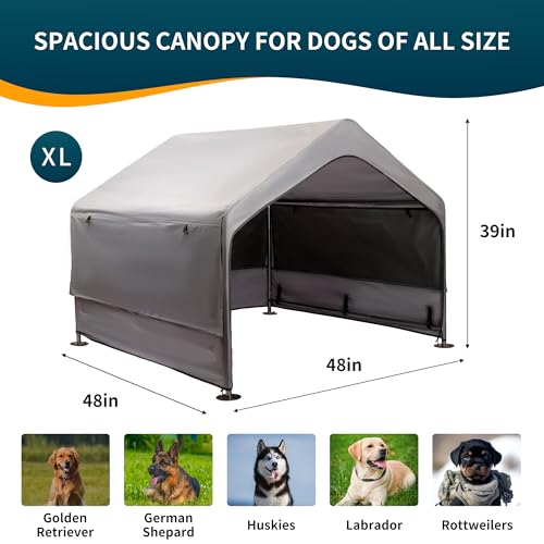 Gray Extra Large Dog House Waterproof Canopy 4'x 4'x 3.3' S848923