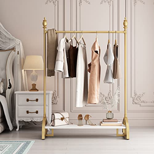 Gold Heavy Duty Garment Rack with Shelf (47.24L) Z920