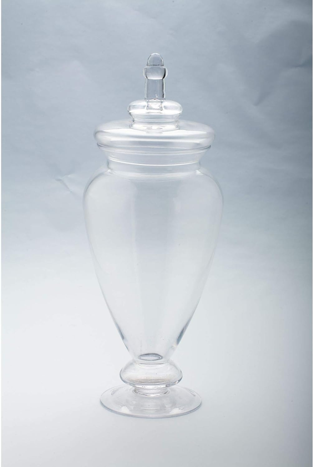 Hand-Blown Glass Jar with Finial Lid - 17.5” - Clear E788