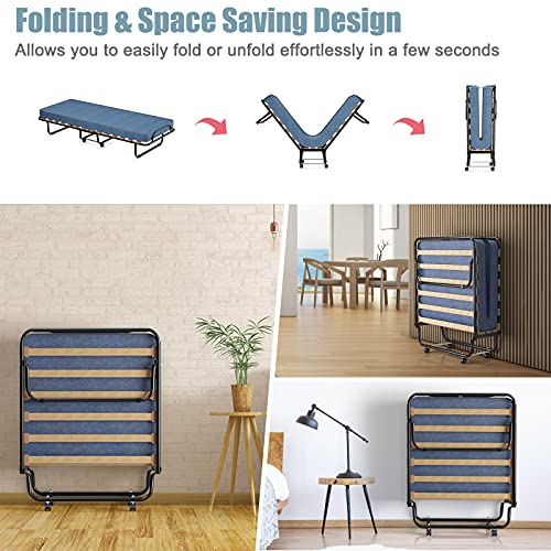 Blue Folding Bed with 3" Mattress N2291