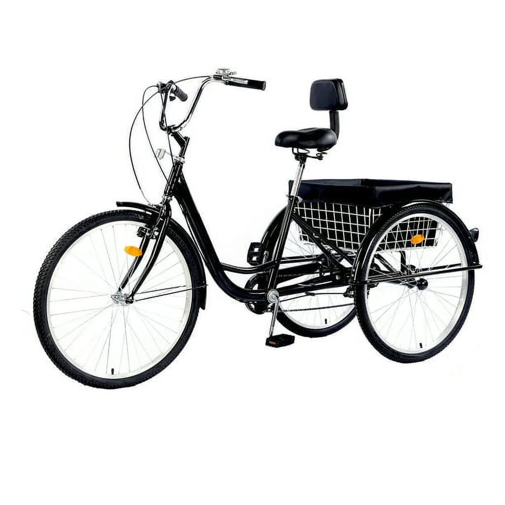 26 Inch 7-Speed 3-Wheel Bike (Black) Q109