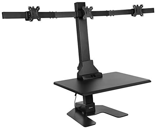 Triple Monitor Electric Standing Desk Converter with 3 Mounts for Screens up to 32" Q275