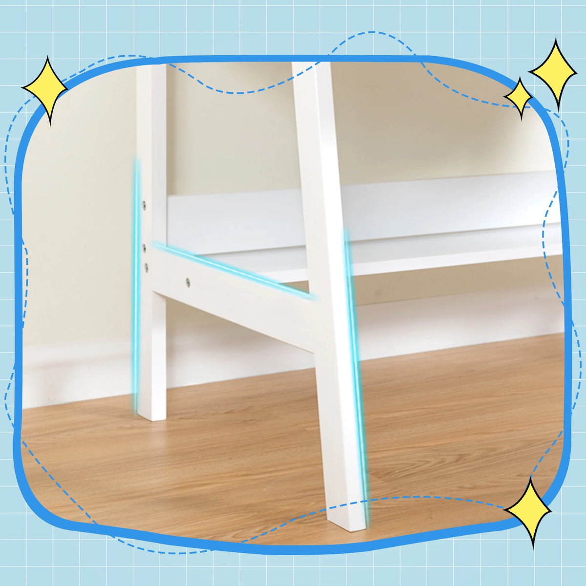 White Wooden Kids Desk and Chair Set with Drawers V9155