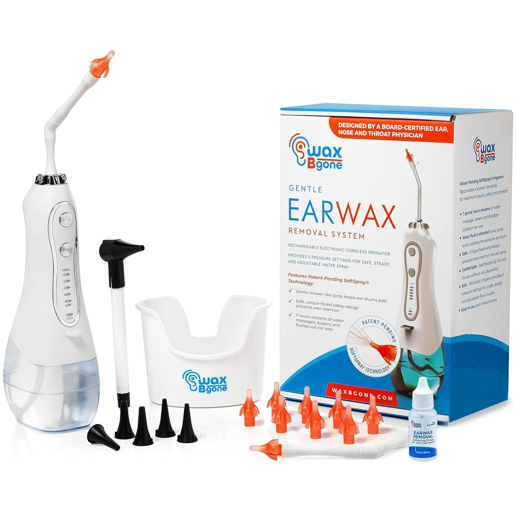 Ear Wax Removal Kit with Otoscope, 10 Disposable Tips, 2 Wands, Ear Basin, and Earwax Drops J7256