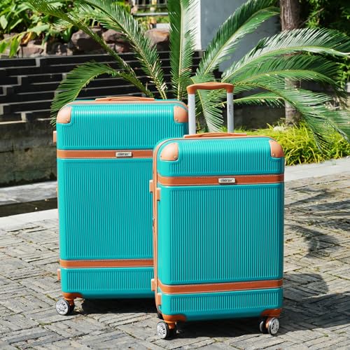 Hard Shell Expandable Travel Suitcase with Spinner Wheels, TSA Lock (20/24/28, Blue) P7036