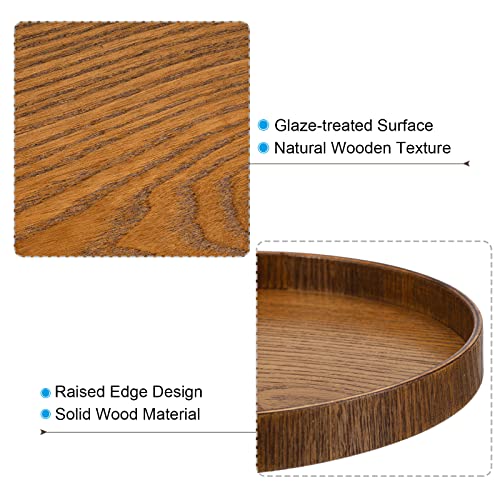 Brown 8 Inch Round Wood Serving Tray V94380