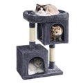Light Gray Cat Tree with 2 Cat Caves and Scratching Post U638