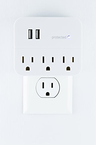 3-Outlet Surge Protector with 2 USB Ports, White H4577