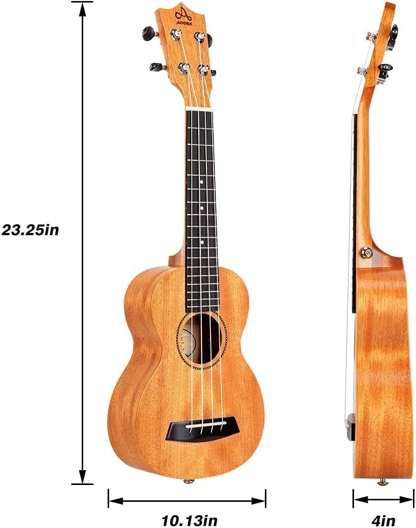 Mahogany 21 Inch Soprano Ukulele with Folding Guitar Stand M846